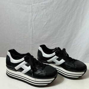 Hogan Black and White Platform Sneakers
